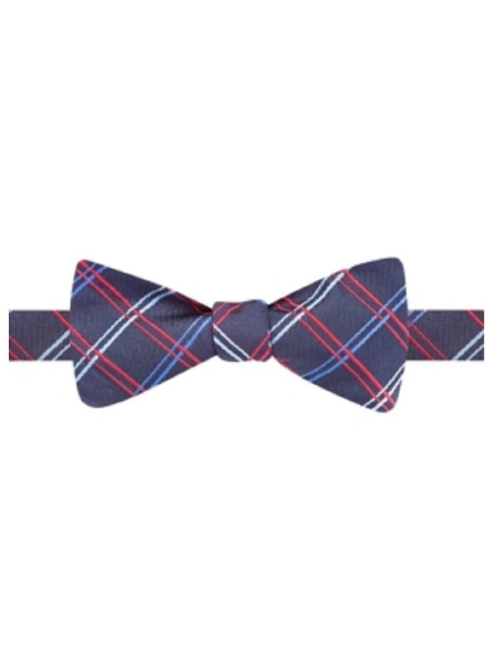 Countess Mara Men's Silk Blend Bow Tie, Navy Blue Pink Grid, One Size, NWT
